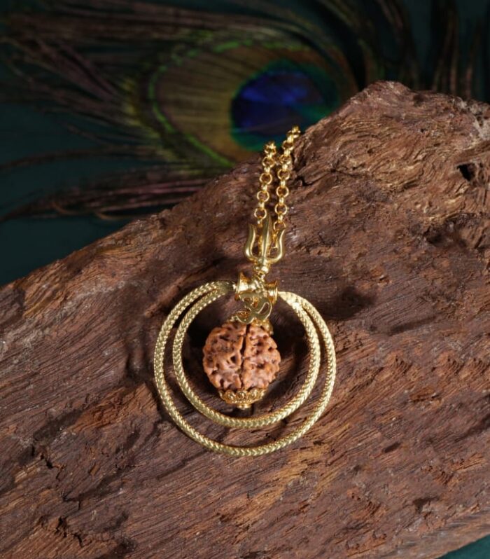 Trishul Circular Rudraksha Pendant